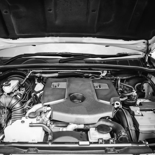 view under the hood of a car engine