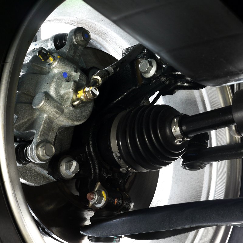 close-up of the axle in a car